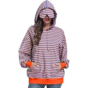 NEW SeSe Code Travel Hoodie size L with Built In Eye Mask Oversized Sweatshirt